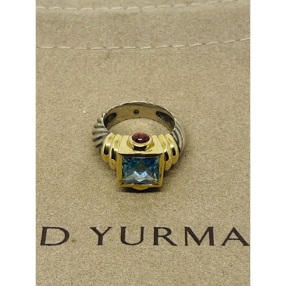 David Yurman 925 14K Gold Renaissance Cable Ring Topaz Pink Tourmaline Sz 4.5 - Picture 2 of 11